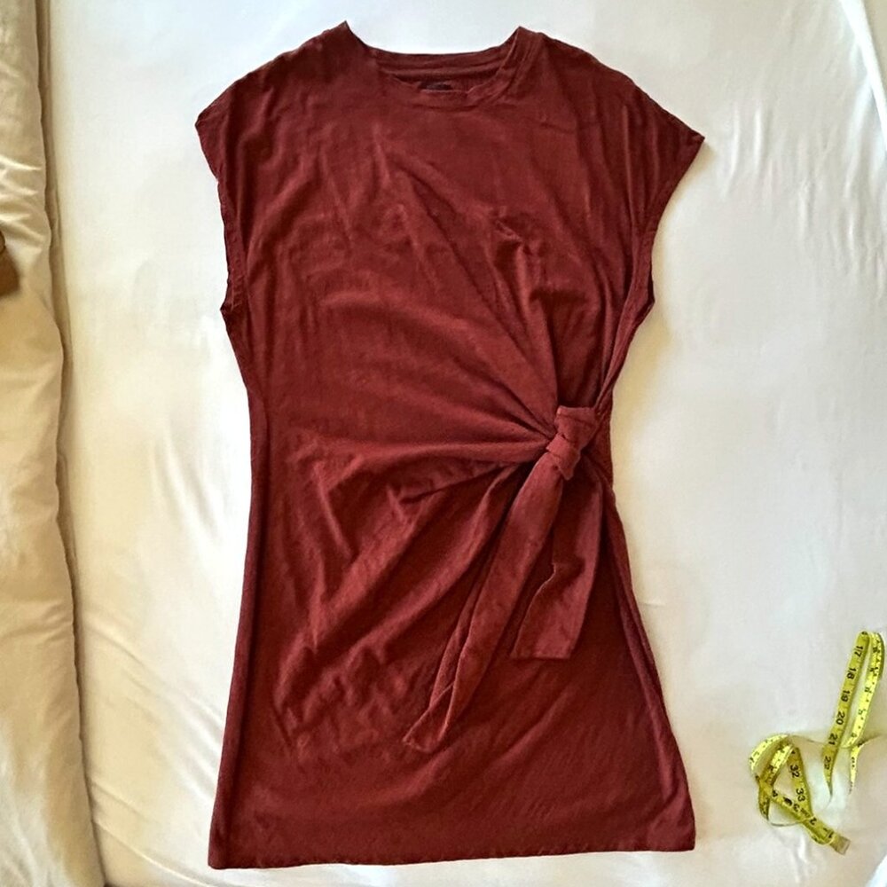 GAP Belted Faux Wrap Mini T Shirt Dress in Rust Size L Petite (NWOT)